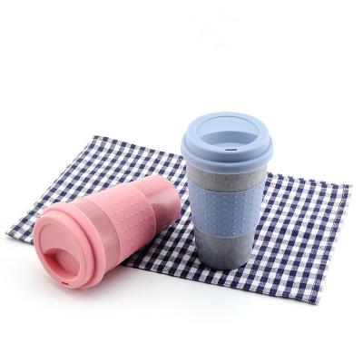 China Bpa Free Viable Straw Cup Wheat Bamboo Fiber Plastic Biodegradable Reusable Coffee Cups for sale