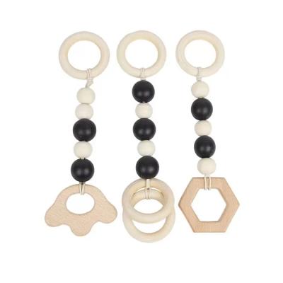 China Wooden Safety Beads Circles and Chewable Teether Nordic Style Hanging Craft Baby Activity Gym Toy for Play Gym Decor for sale