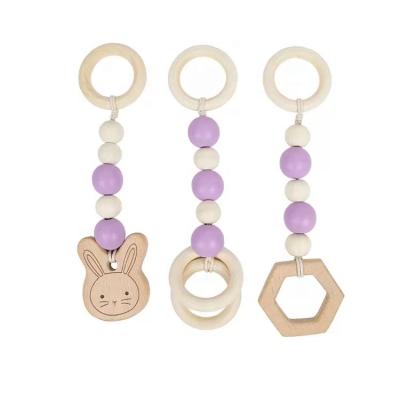 China Popular Decorative Wooden Chewable Newborn Toys Gym Wooden Baby Ring Baby Rattle Teether Toy Gift Play Gym for sale