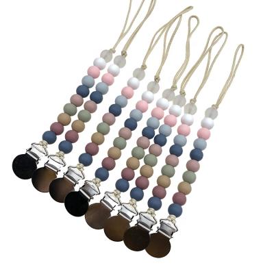 China BPA Free Pacifier Chain, Silicone Teething Beads Baby Pacifier Clip Holder, Silicon Pacifier Holder Clip for sale