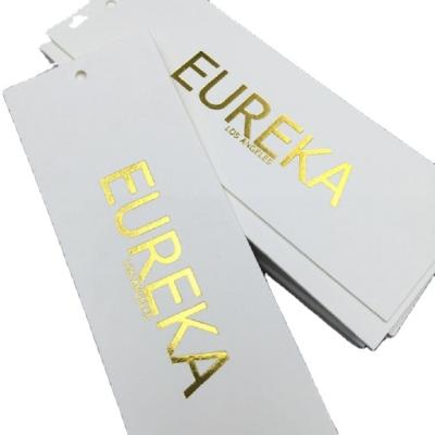 China Viable Free Sample Luxury White Label Embossed Custom Hang Tag Cardboard Gift Brand Name Hang Tags For Clothing Own Logo for sale