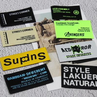 China Viable Wholesale High Density Woven Designer Labels Shirt Garment Label Clothing Fabric Textile Label for sale