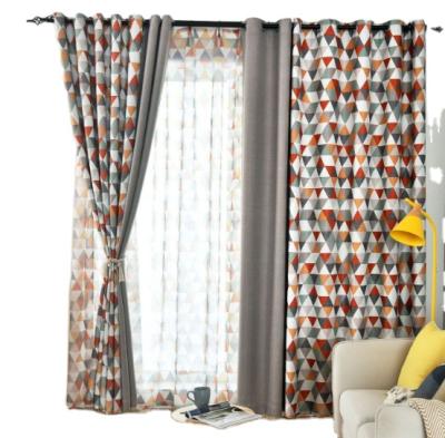 China Blackout Bedroom Royal European Polyester 100% Linen Curtain With Triangle Print Design For Home for sale