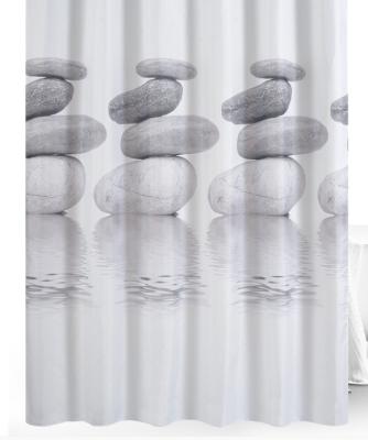 China Home And Hotel Use Stone Digital Printing Sustainable Durable Waterproof Shower Curtain For Bathroom for sale