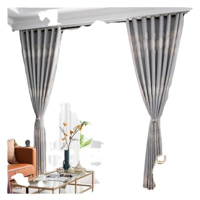 China Blackout Ready To Ship European Style Leaf Jacquard Blackout Curtain Rod Set For Hotel for sale