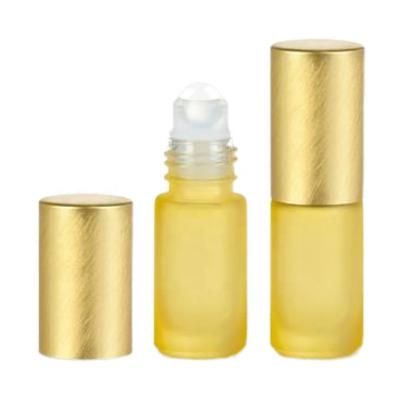 China Gold 10ml Rollball Glass Cosmetic Bottle With Brushed Aluminum Cap for sale