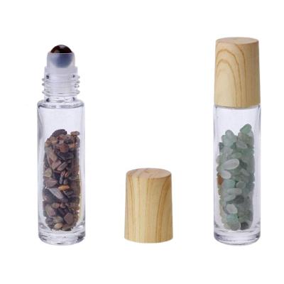 China Cosmetic Hot Sale 10ml Roll On Bottles With Gemstones Essential Oil Roller Bottle Sample for sale