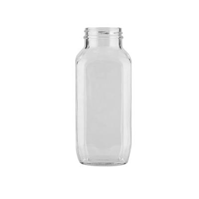 China Beverage Glass French Square Bottles 16 Oz Black Cap for sale