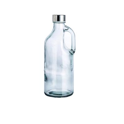 China 1L Food Glass Water Bottle With Handle / Condiment Set Glass Bottle With Handle for sale