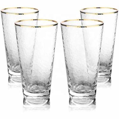 China Minimalist 400ml Gold Rim Glass Mug For Water / Glass With Gold Rim / Rim Glasses for sale