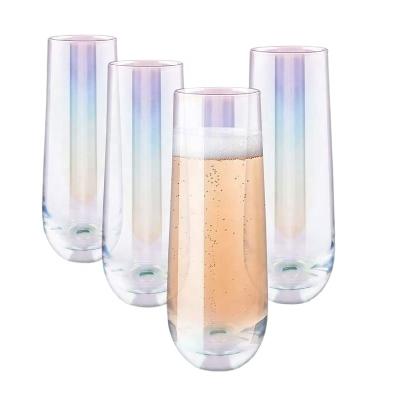 China Ion plating color glass champagne cups 280ml ion plating color glass champagne cups / glass cup champagne colored for sale