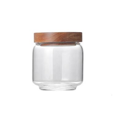 China 350ml Food Stored Sealed Clear Borosilicate Glass Round Jar for sale