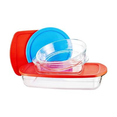 China 800ml-1600ml Oven Safe Microwave Safe Dish Wholesale Viable Glass Baking Round Glass Butter Dish With Lid for sale