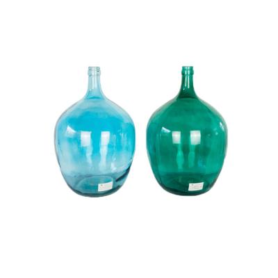 China Retro shabby chic floor jar / puffy glass vase / thin neck decorative vase for sale