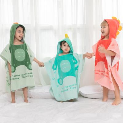 China Sustainable Drop Shipping 2020 Hot Selling Cotton Dinosaur Hooded Baby Bath Towel 120*60cm for sale