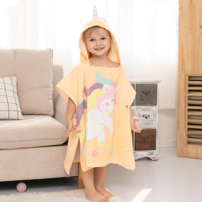 China 150*65cm Wholesale QUICK DRY 100% Cottons Unicorn Baby Hooded Towel for sale