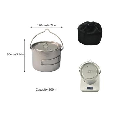 China Outdoor camping accessories kitchen tableware camping mug titanium outdoor activty cooking pot for hiking for sale