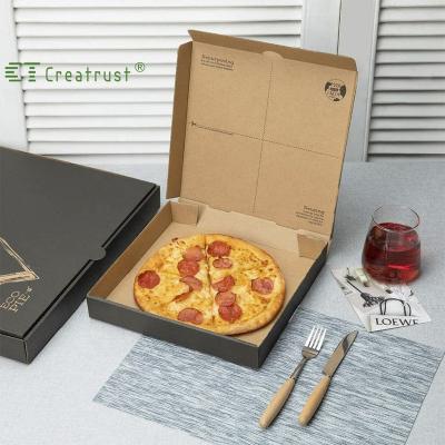 China Handmade Creatrust Bespoke Private Label OEM Pizza Paper Box Eco Friendly Corrugated Black Custom Packaging Slotted Boxes Environmental for sale