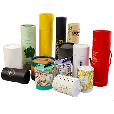 China Recyclable Customized Biodegradable Paper Tube Packaging Paper Tube Metal Lid Round Paper Tube Box for sale