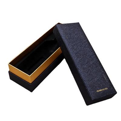 China Handmade High Grade Black Boxes Packaging With Gold Rim For Single Flip-open Red Wine Box Packaging With Logo And Text for sale