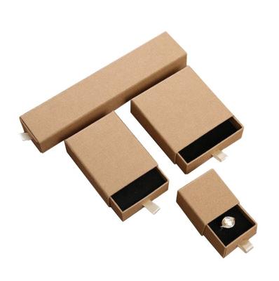 China Fashionable Kraft Paper Cardboard Drawer Engagement Ring Box Jewelry Packaging For Classic Jewelry for sale