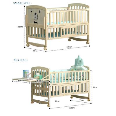 China 2021 foldable new type natural baby pine bedmultifunctional twin crib solid wood twin crib crib for sale