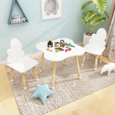 China Modern white color children small solid wood table baby toy drawing table and chair set kindergarten table for sale