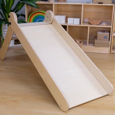 China Modern Children's Toddler Indoor Baby Ladder Slide Kids Climber Foldable Wooden Slide with Drawing Board for sale