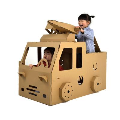 China Easy Assembly Cosplay Graffiti Corrugated Cardboard Train Paper Creative Toys DIY for sale