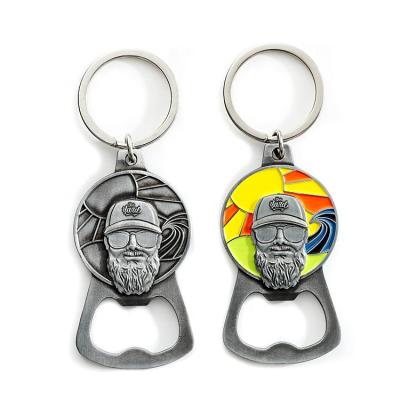 China Custom Souvenir Metal Keychain Keychain Beer Bottle Key Chain Opener With Logo for sale