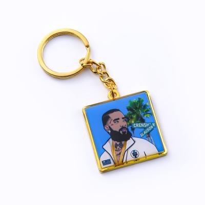 China Souvenir New Arrival Fashion Cheaper Custom Printing And Epoxy Resin Key Chain Ring for sale