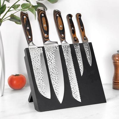 China Viable Home Wholesale Solid Black MDF Fold Rubber Magnet Knife Oblique Holder For Kitchen for sale