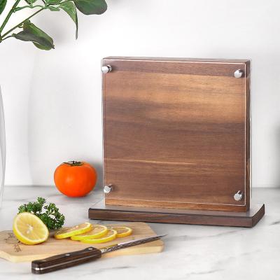 China Sustainable Double Sided Inclined Acrylic Magnetic Knife Holder High Quality Natural Wood Color Available for sale