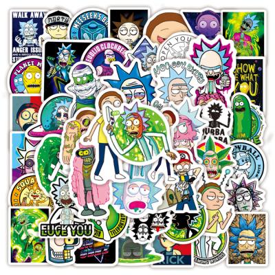 China 50PCS No-double Sun-protection Unique Waterproof Cartoon Rick and Morty Stickers For Bike Bottles Waterproof Laptop Decoration Anime Sticker Kid Toys for sale