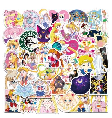 China 50pcs NO-double Sun-protection Sailor Moon Anime Stickers Waterproof Graffiti Stickers for Girl Water Bottles Laptop Skateboard Car Album Vinyl Waterproof Decal for sale