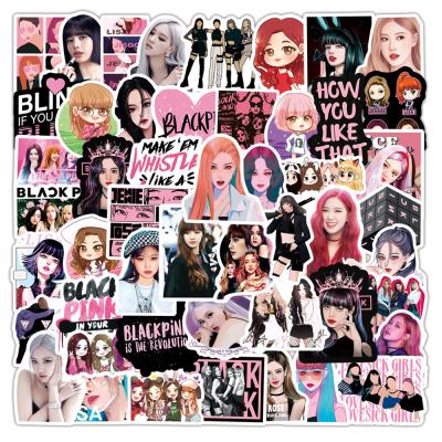 China 50pcs Kpop NO-double Star NO-DOUBLE STAR Waterproof Korean Korean Jisoo Jennie Rose Lisa Women Team Sun-protection 50pcs Kpop DIY Stickers Laptop Skateboard Luggage PINK Graffiti Stickers for sale