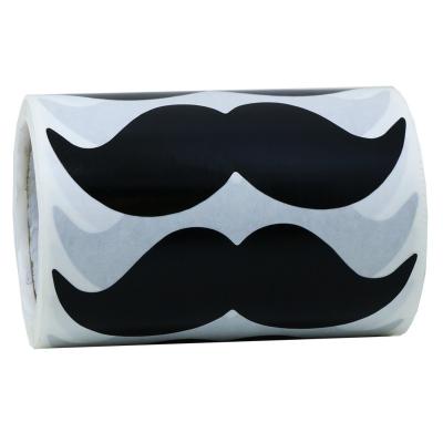 China 500Pcs/roll Self Adhesive Mustache Vinyl Decal Stickers Party Decorations Party Supplies Mustache Cup Stickers Envelope Seals Baby Shower for sale