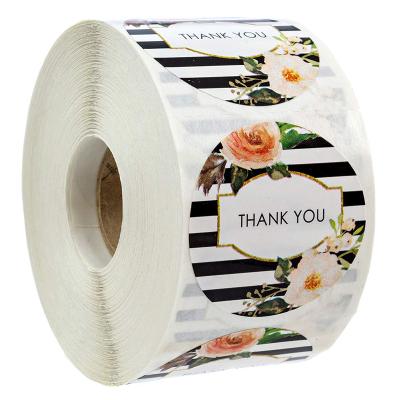 China 500Pcs/roll Flower Self Adhesive Thank You Stickers Seal Labels 1Inch Thank You For Your Order Stickers For Shop Small Gift Pack Stickers for sale