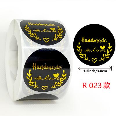 China 500PCS/Roll Adhesive PVC Stickers Olive Branch Black Thank You Stickers Gold Silver Roll Label Wedding Self Adhesive Seal Wrap Decoration for sale