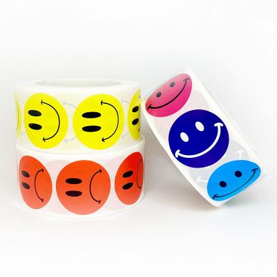 China Self-adhesive Color Round Smile Paper Stickers Activity Opens School Reward Label Ornament Decoration DIY Gifts Home Toys for sale