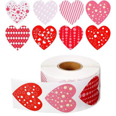 China Self Adhesive Valentines Day Die Cutting Self Adhesive Heart Shaped Stickers for sale