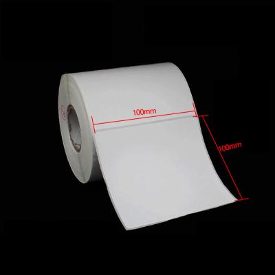 China 4 x 4 Inch High Quality Heat Sensitive Shipping Label Blank Coated Label Paper 100mm*100mm Self Adhesive Direct Thermal Roll Stickers for sale