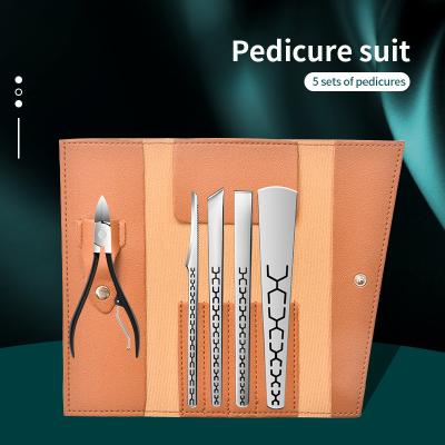 China Professional Soft Fine Cut Pedicure Knife Callus Knife Sharp Razor Blade Cuticle Remover Knife 5 Piece Set With Storage Bag for sale