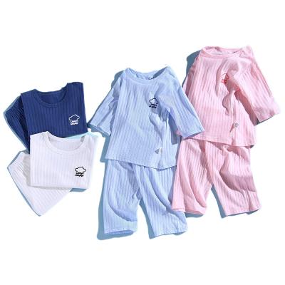 China Breathable Kids Pajamas Summer Cotton Three-quater Sleeve Boys Girls Sleepwear Print Toddler Girls Boys Pajamas Set For 1-12 Years for sale