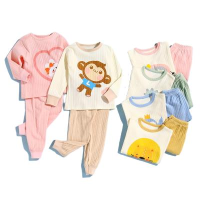 China Wholesale Breathable Autumn Long Sleeve Rib Cotton Cartoon Kids Girls Toddler Boys Clothing Set 2 Piece Set Winter Baby Kids Warm Pajamas for sale