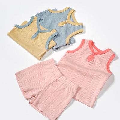 China 2022 Breathable Bebek Giyim Baby Clothing Sets 0-2 Years Old Cotton Summer Sleeveless Baby Clothes Vest Shorts 2 Piece Set Newborn Outfit for sale