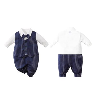 China Breathble Comfortable One Year Old Baby Clothes Infant Gentleman's Dress Ins. Baby Boy Long Sleeve Spring And Autumn Overalls for sale