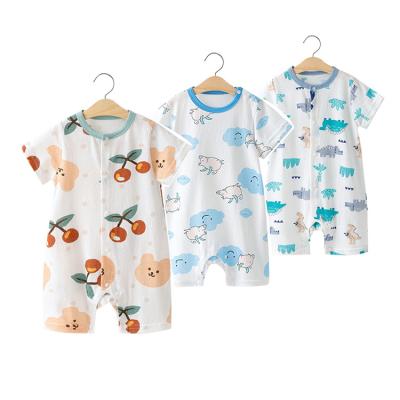 China Summer Babies Cotton Clothes Eco-friendly Washable Breathable Cartoon Printed Newborn Baby Romper Pajamas Baby Boy Girl Sleepwear for sale