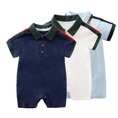 China 2022 Infant Boys Overalls Polo Collar Rompers Toddler Boys Onesie Gentleman Baby Boys Formal Summer Luxury Clothing 100% Cotton Infant Clothes for sale