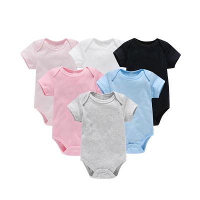 China Cozy Baby Clothes 100% Infant Onesie OEM Infant Baby Bodysuits Collar Wrap Baby Rompers Plain Cotton Short Sleeve Onesie for sale